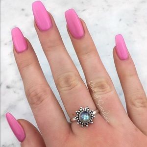 925 Sterling Silver rainbow Moonstone Ring NEW